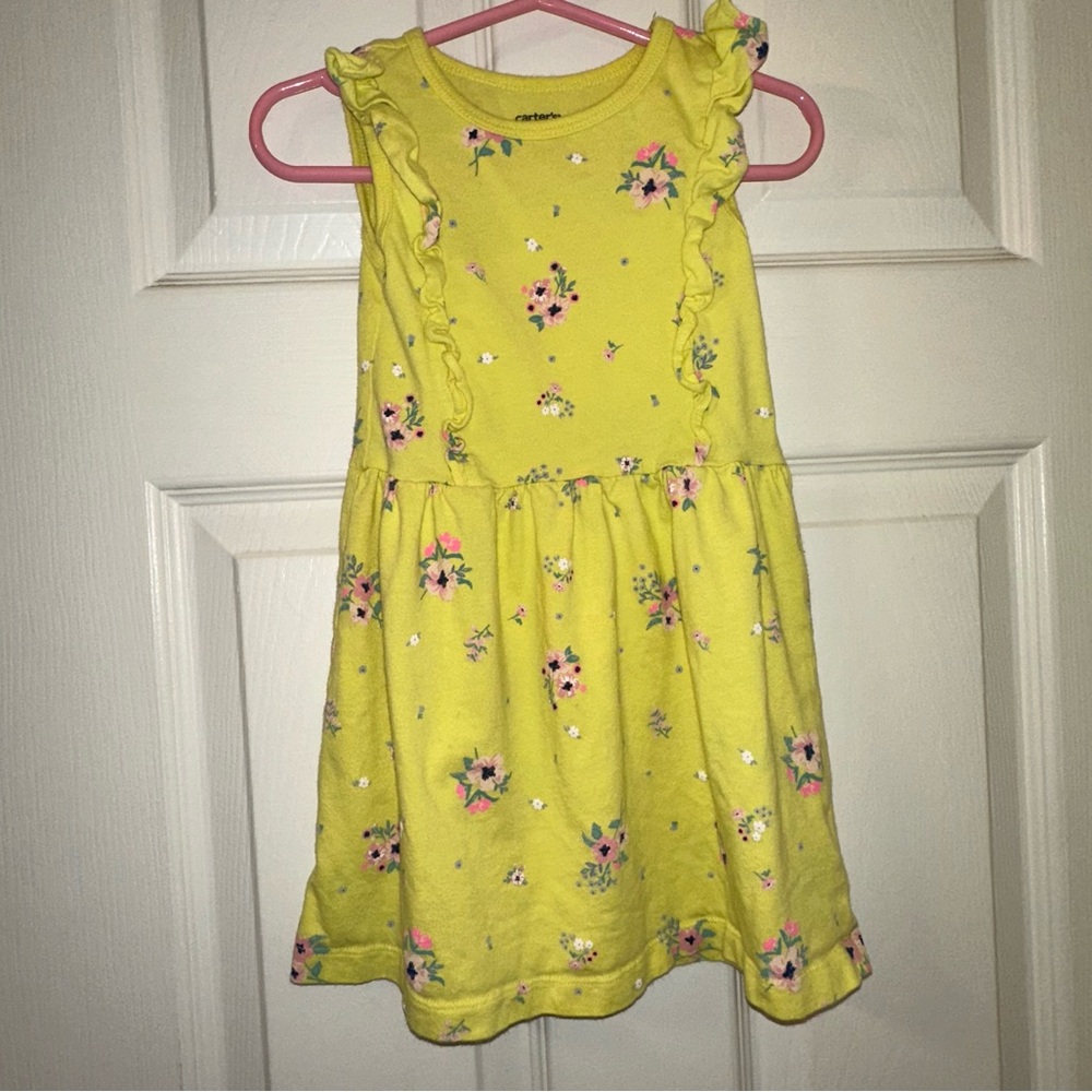 Carter’s Floral Yellow Dress with Ruffle Size Girls 3T Excellent Used Condition